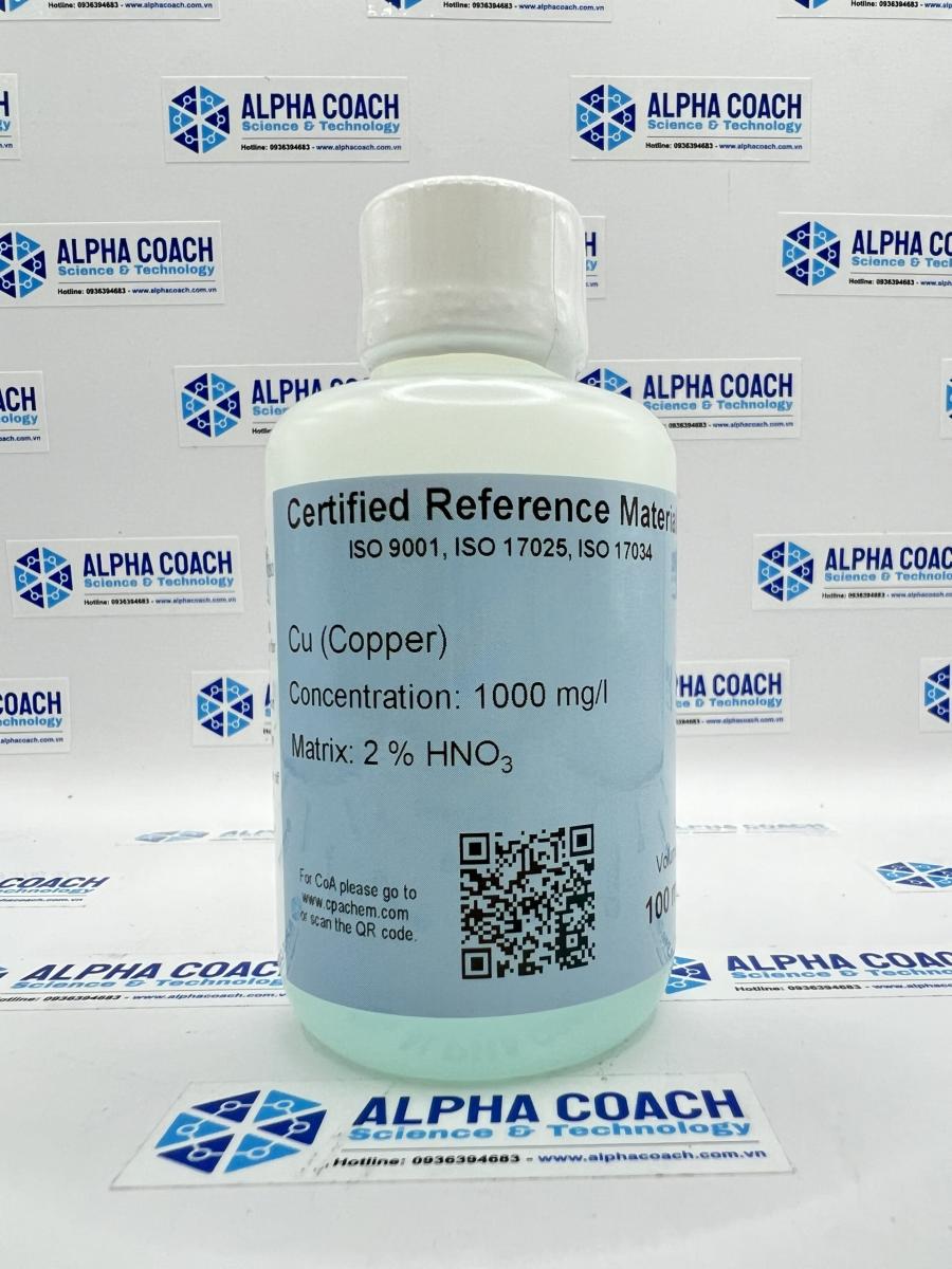 Dung dịch chuẩn Copper (Cu) 1g/L cho AAS, chai 100mL, CPAchem